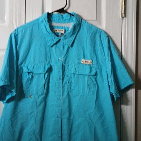 Magellan Outdoor Fish Gear Relaxed Fit turquoise button down shirt  Sz 2X - Picture 3 of 6